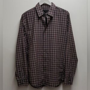 John Varvatos USA Plaid Button Down Shirt Size Medium Black and Red